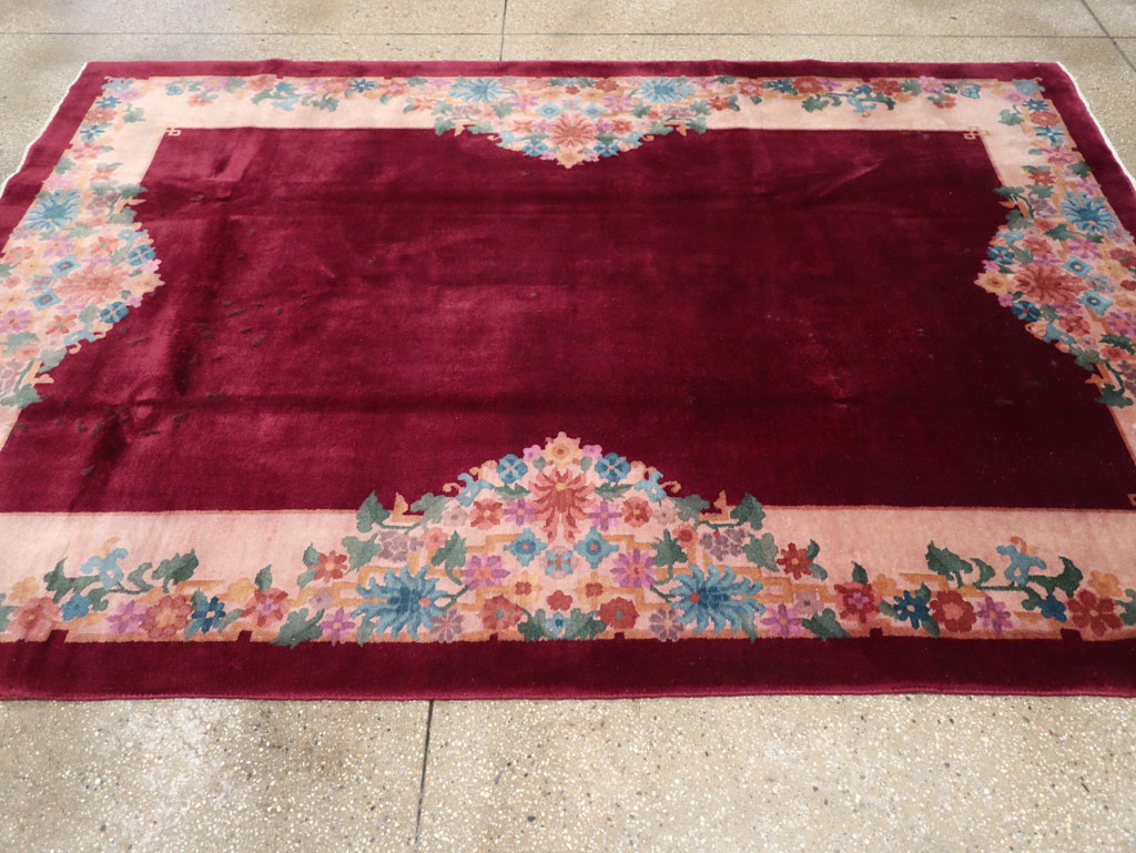 Vintage Chinese Art Deco Accent Rug, No.30267 - Galerie Shabab