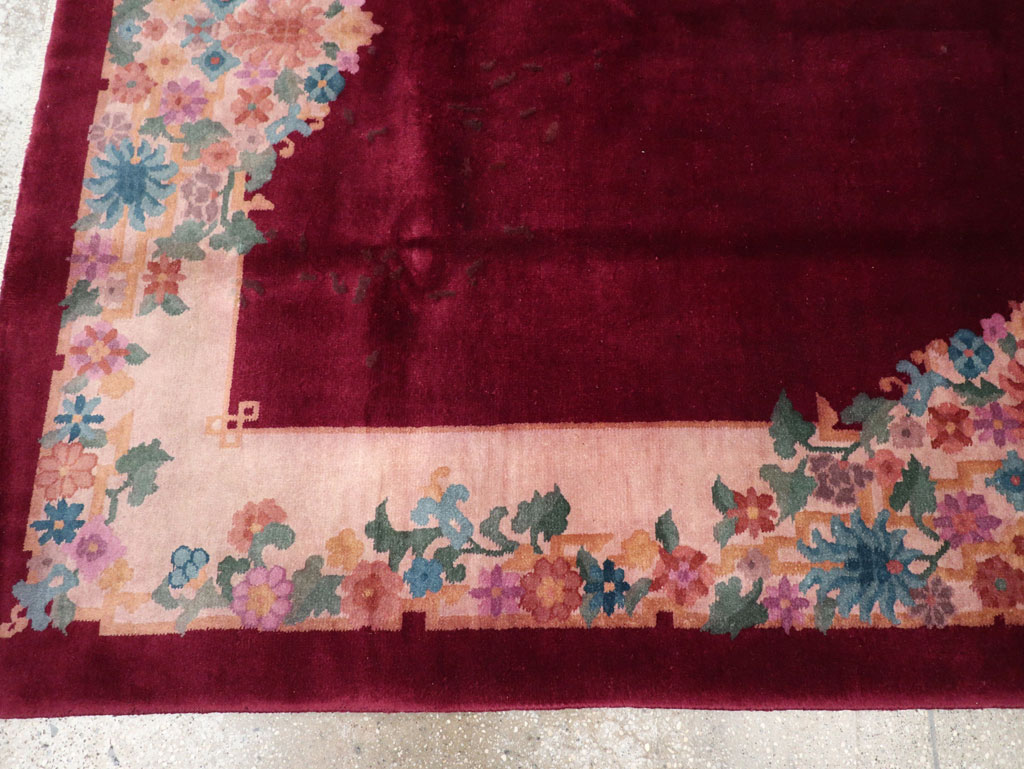 Vintage Chinese Art Deco Accent Rug, No.30267 - Galerie Shabab