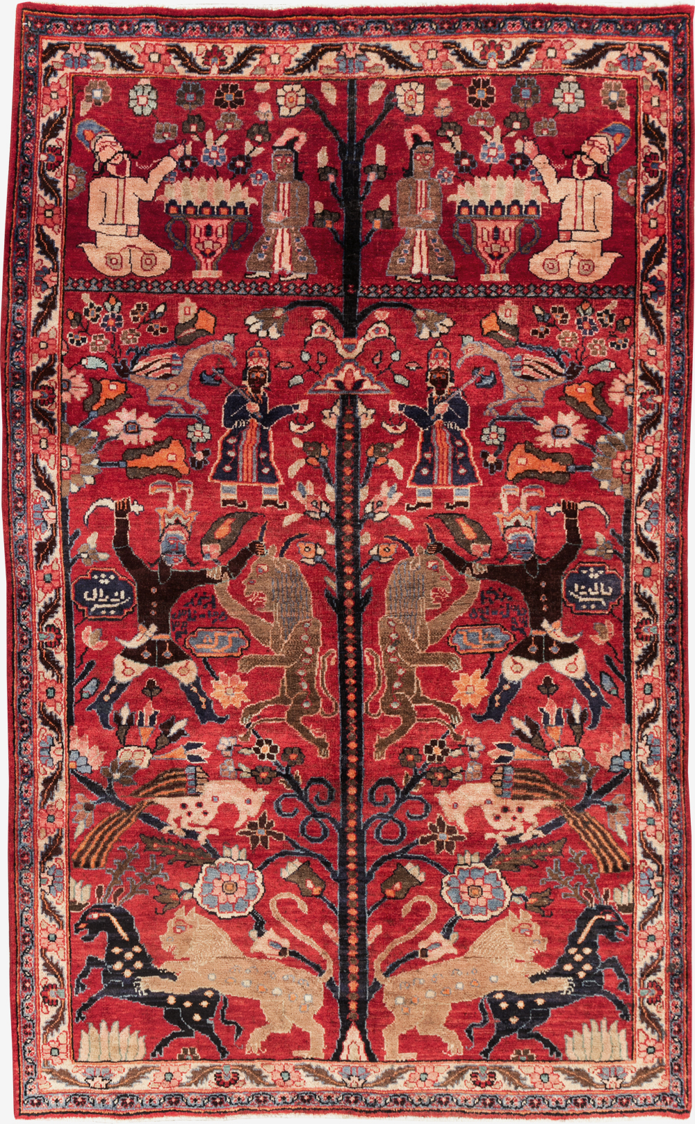 Vintage Persian Pictorial  Shiraz Rug, No.30285 - Galerie Shabab
