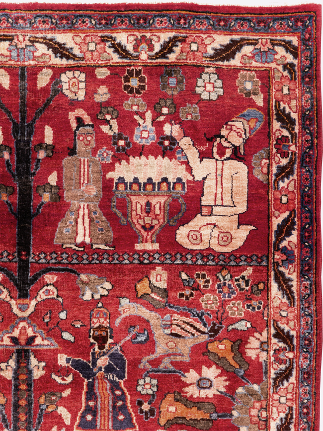 Vintage Persian Pictorial  Shiraz Rug, No.30285 - Galerie Shabab