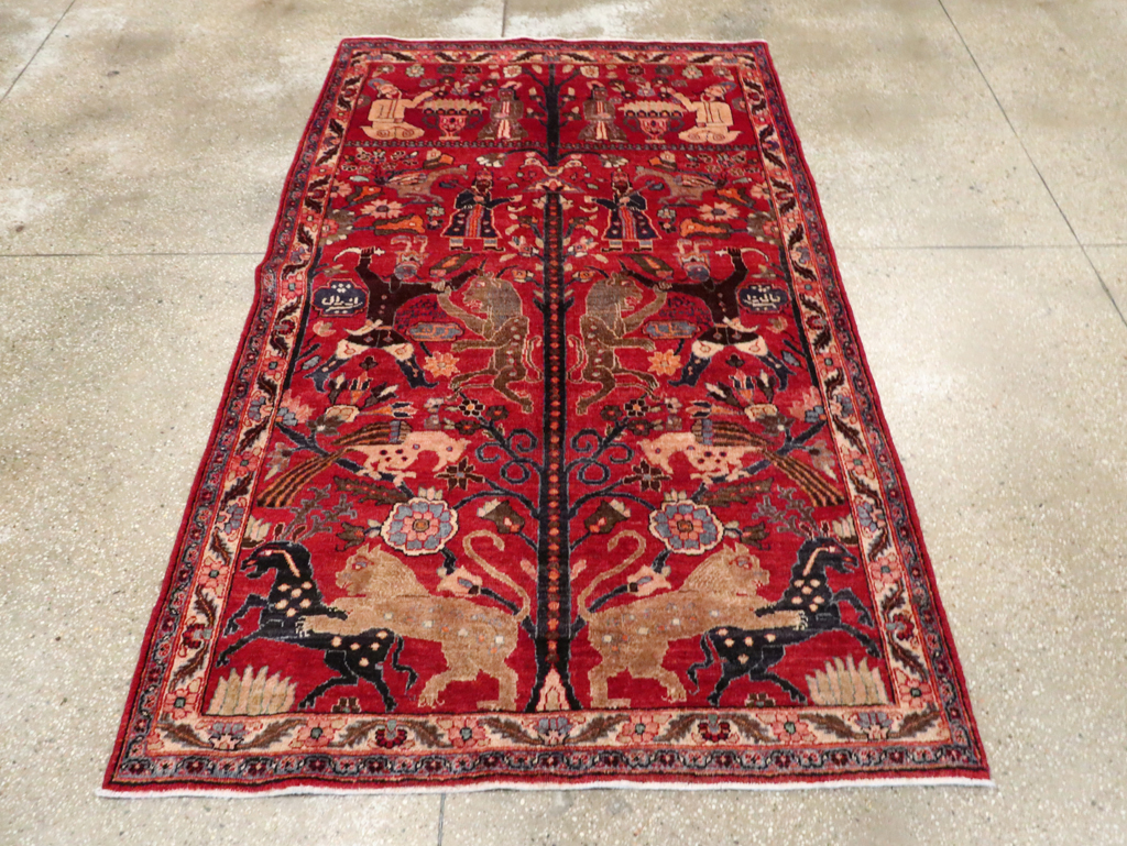 Vintage Persian Pictorial  Shiraz Rug, No.30285 - Galerie Shabab