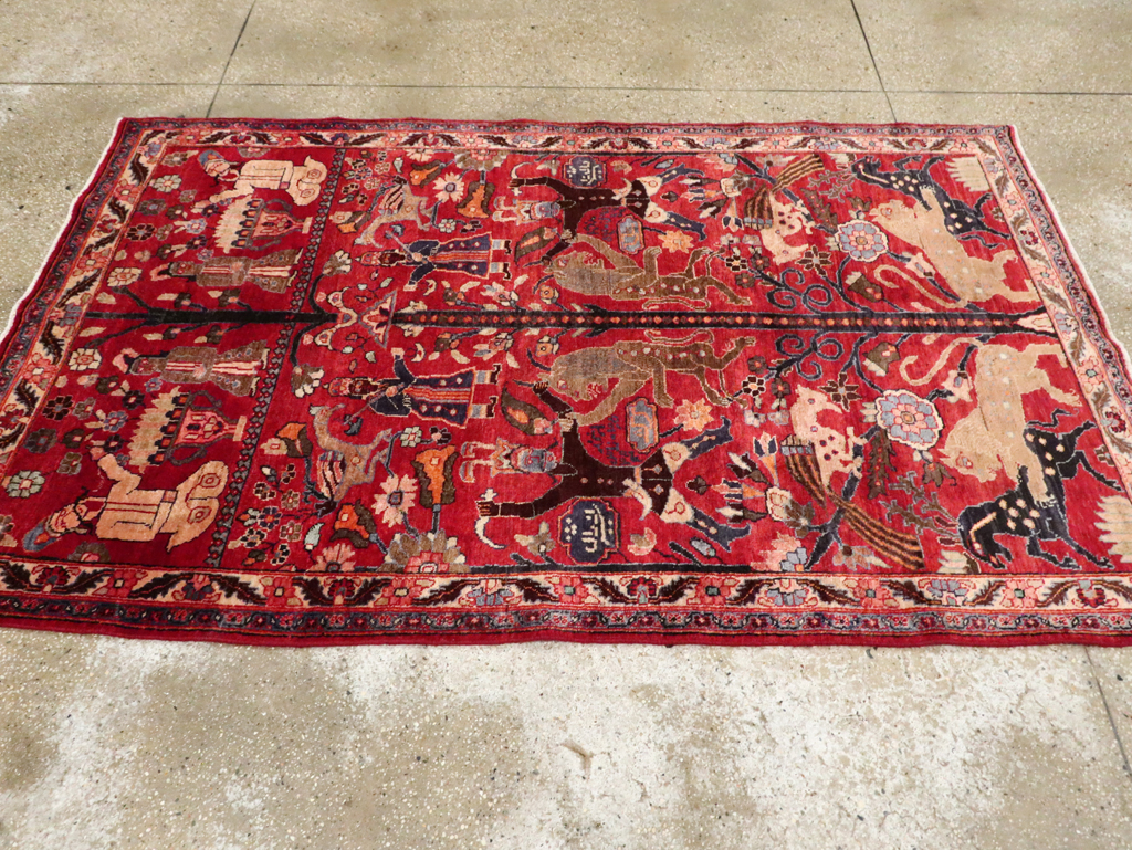 Vintage Persian Pictorial  Shiraz Rug, No.30285 - Galerie Shabab