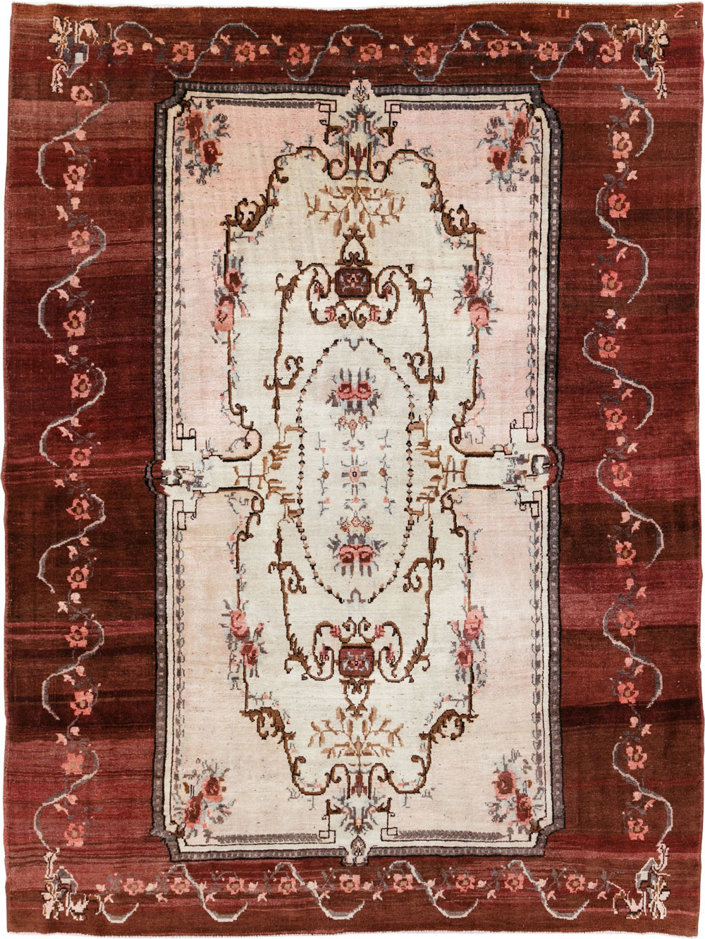 French Inspired Vintage Turkish Anatolian Small Room Size Carpet, No.30295 - Galerie Shabab