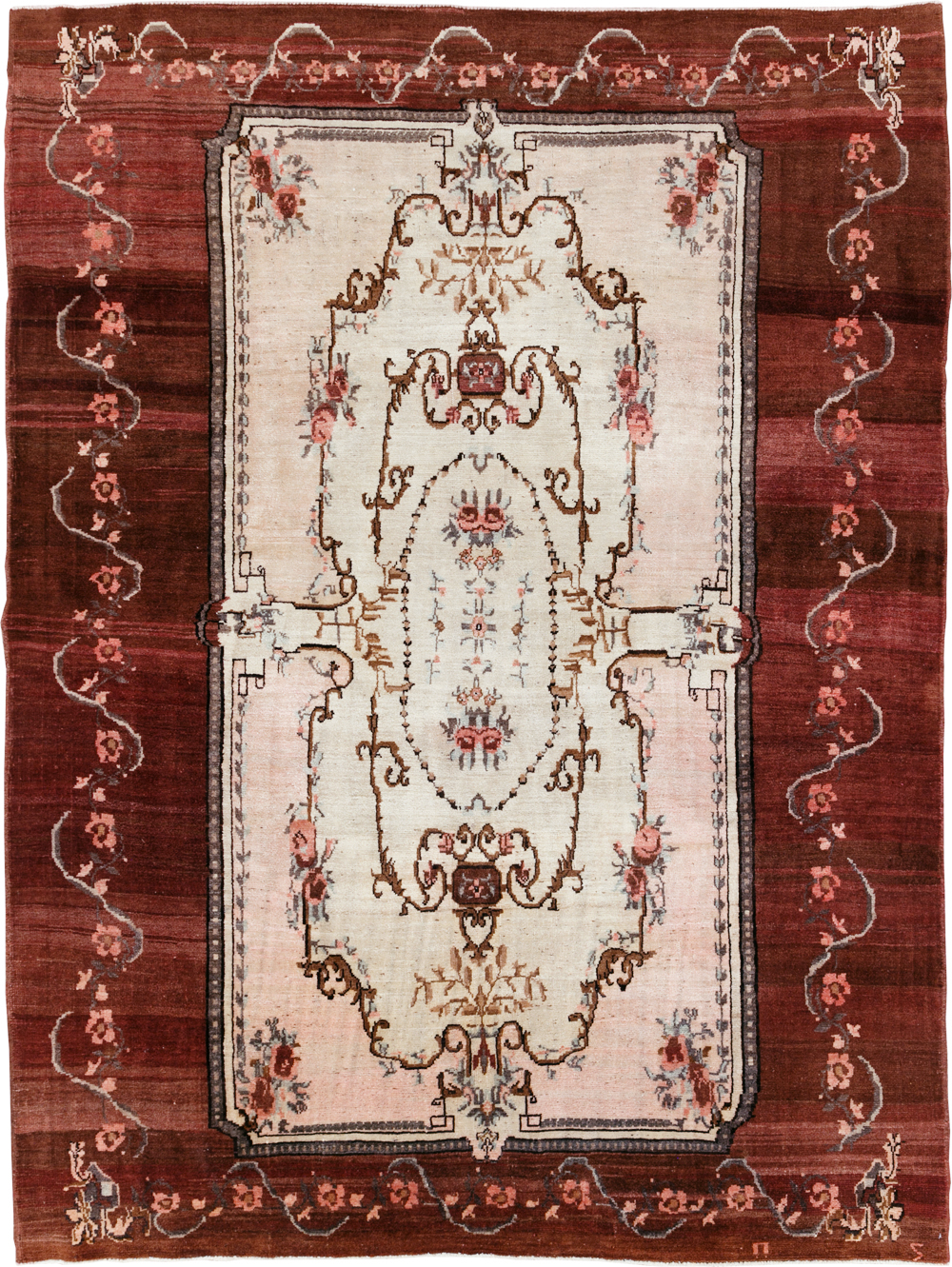 French Inspired Vintage Turkish Anatolian Small Room Size Carpet, No.30295 - Galerie Shabab