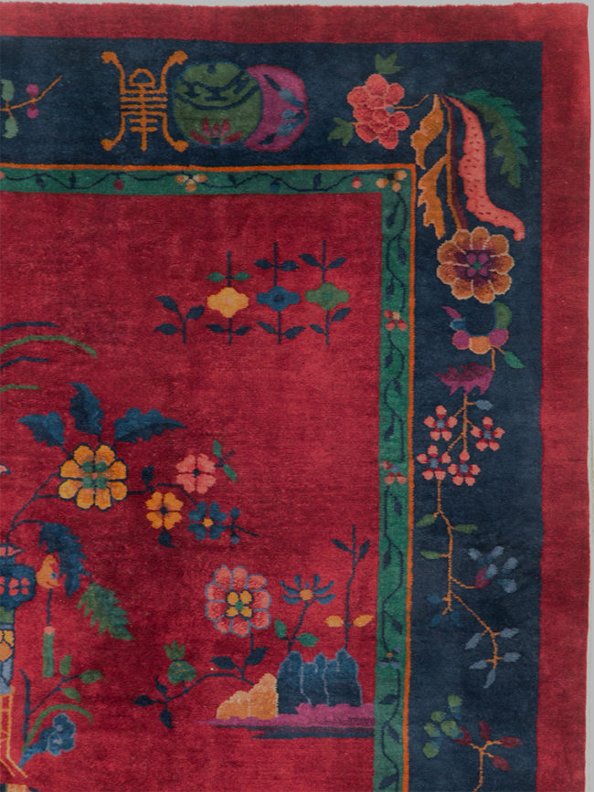 Vintage Chinese Art Deco Accent Rug, No.30308 - Galerie Shabab