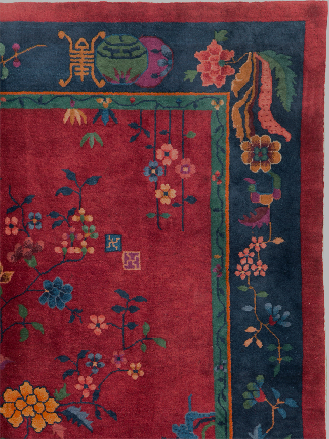 Vintage Chinese Art Deco Accent Rug, No.30308 - Galerie Shabab