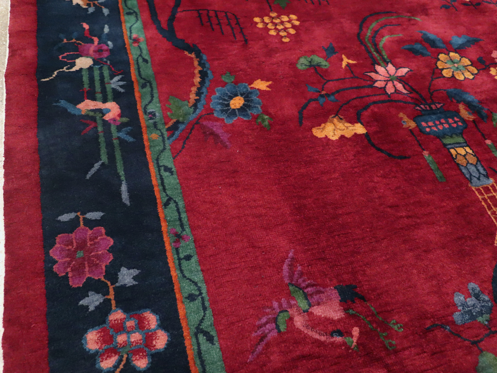 Vintage Chinese Art Deco Accent Rug, No.30308 - Galerie Shabab