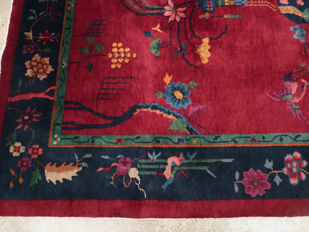 Vintage Chinese Art Deco Accent Rug, No.30308 - Galerie Shabab