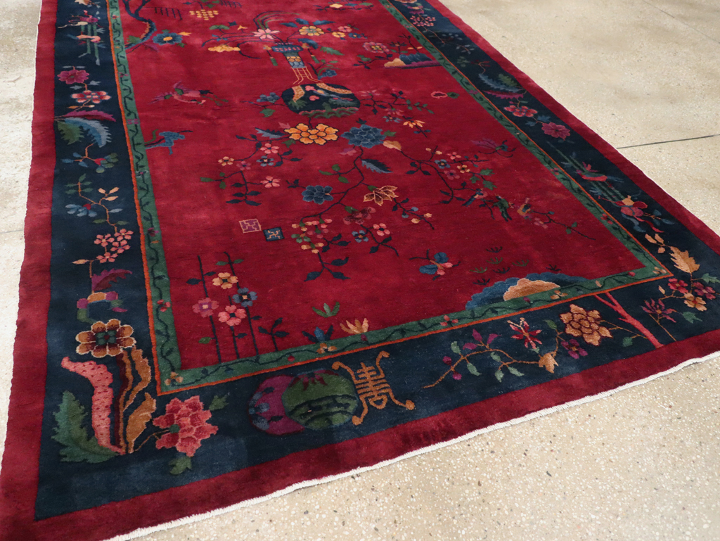 Vintage Chinese Art Deco Accent Rug, No.30308 - Galerie Shabab