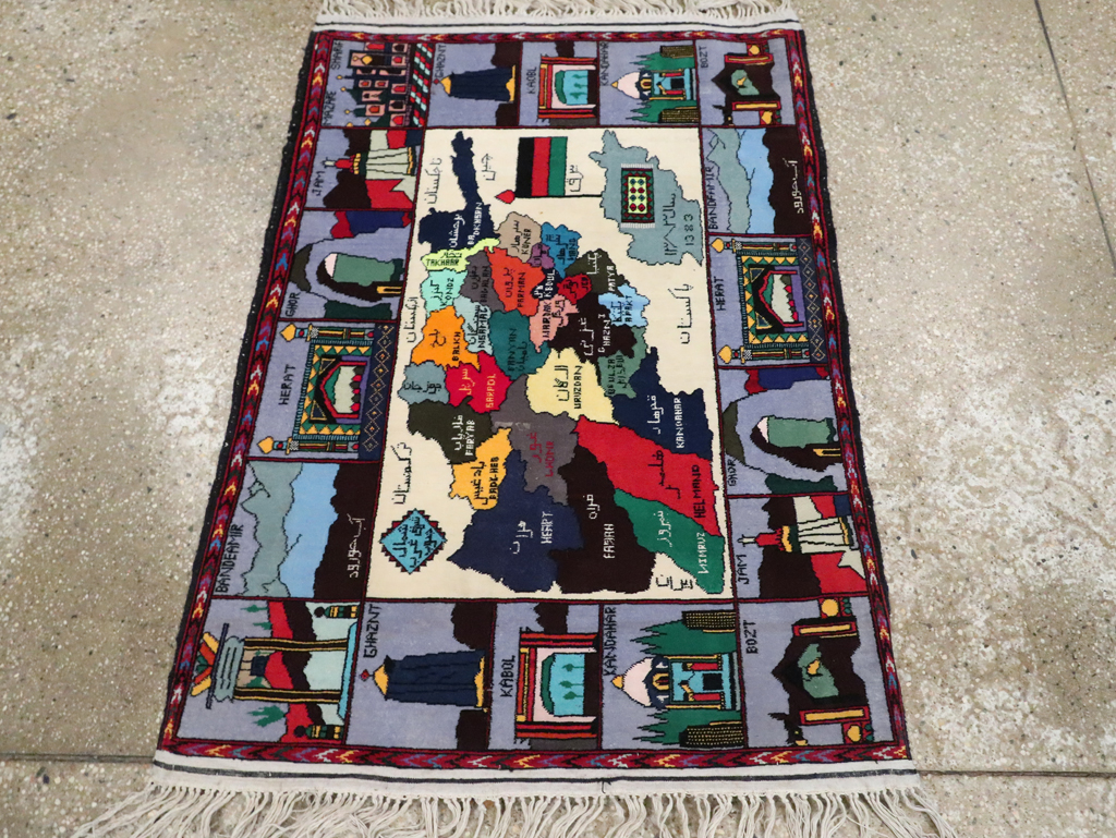 Vintage Turkish Pictorial Map Rug, No.30312 - Galerie Shabab