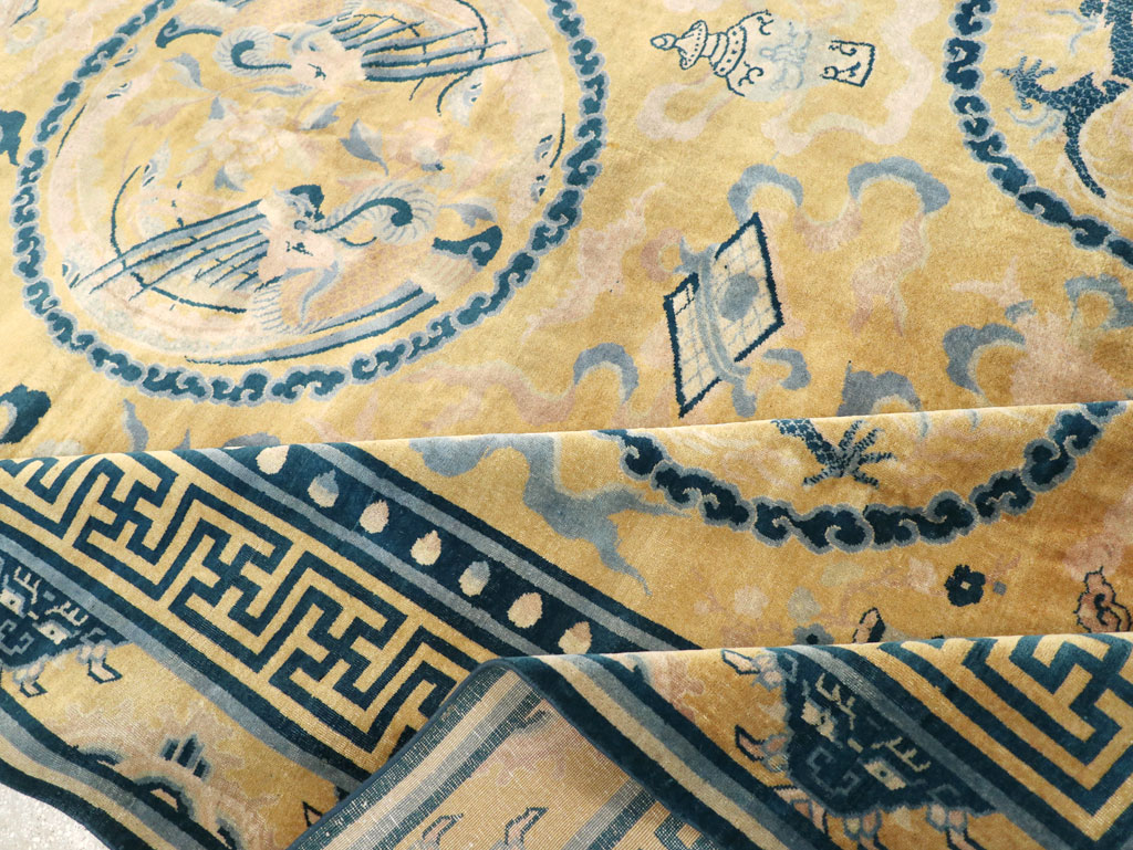 Antique Chinese Dragon Peking Large Room Size Carpet, No.30321 - Galerie Shabab