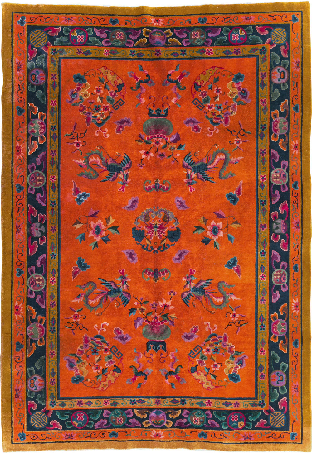 Vintage Chinese Dragon Art Deco Carpet, No.30323 - Galerie Shabab
