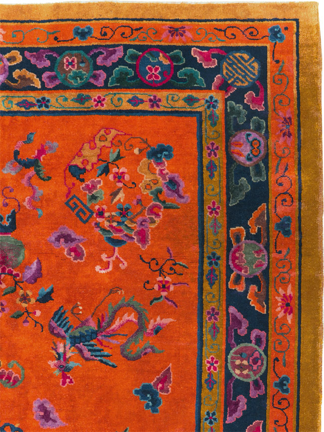 Vintage Chinese Dragon Art Deco Carpet, No.30323 - Galerie Shabab