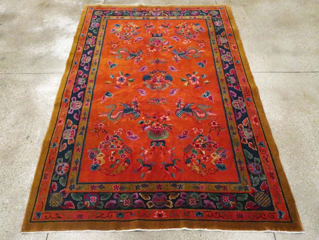 Vintage Chinese Dragon Art Deco Carpet, No.30323 - Galerie Shabab