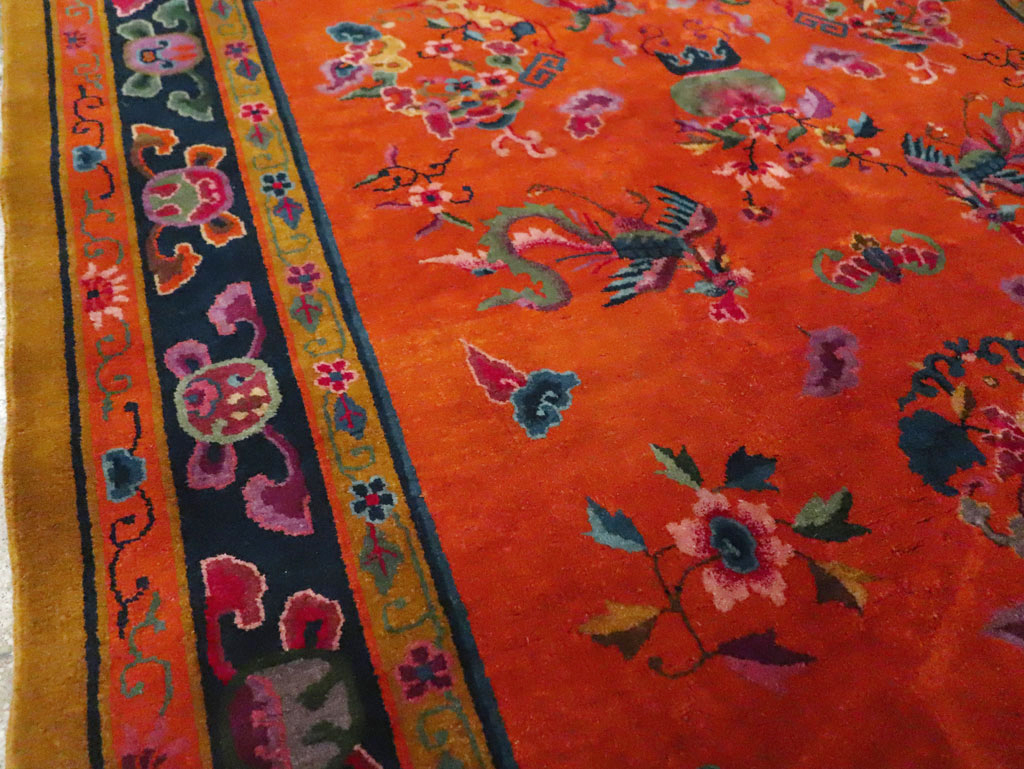 Vintage Chinese Dragon Art Deco Carpet, No.30323 - Galerie Shabab