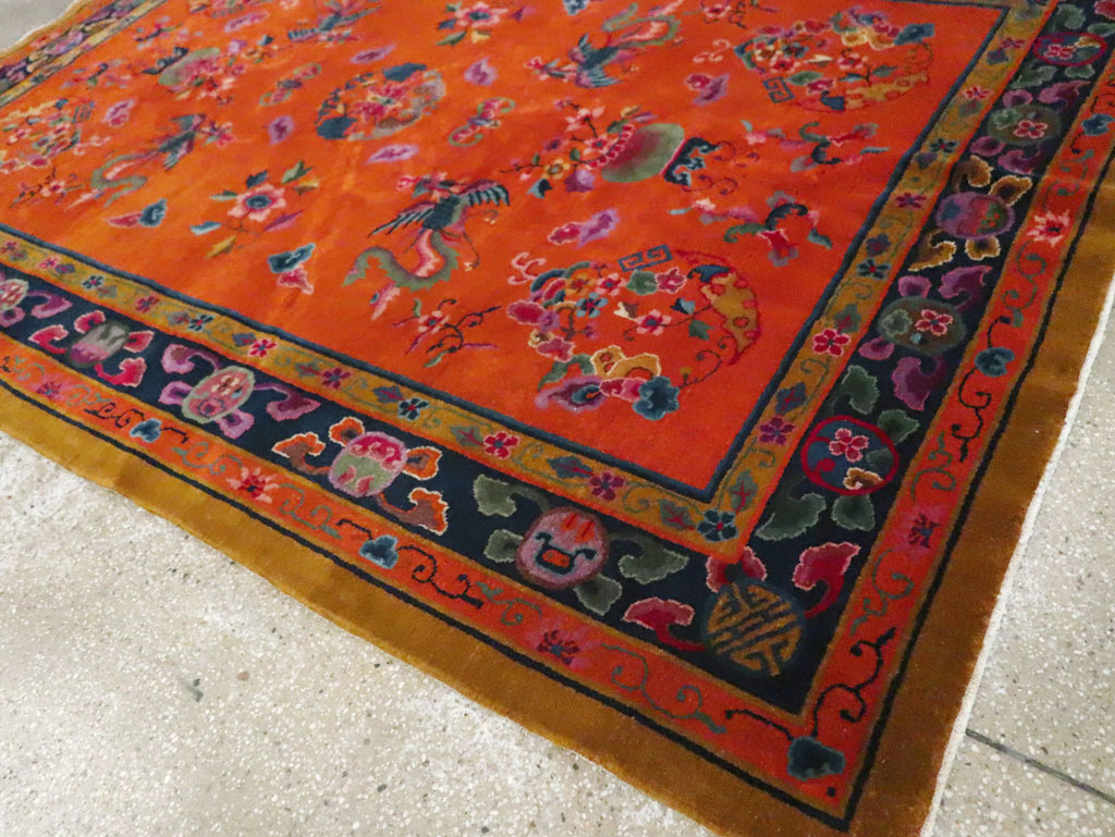 Vintage Chinese Dragon Art Deco Carpet, No.30323 - Galerie Shabab
