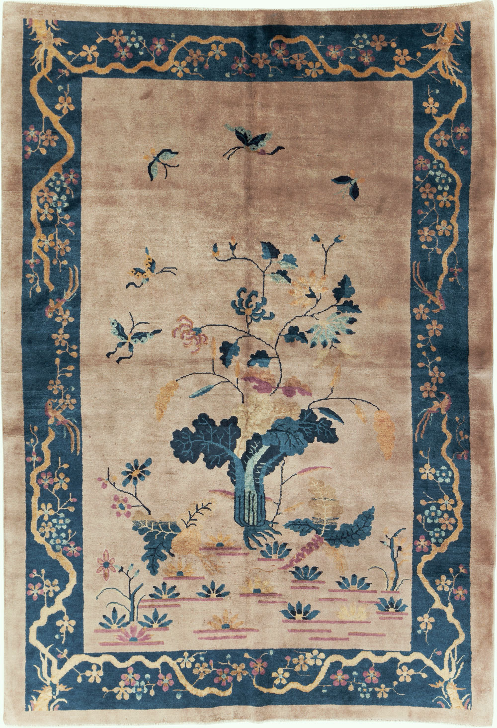 Vintage Chinese Art Deco Accent Rug, No.30342 - Galerie Shabab