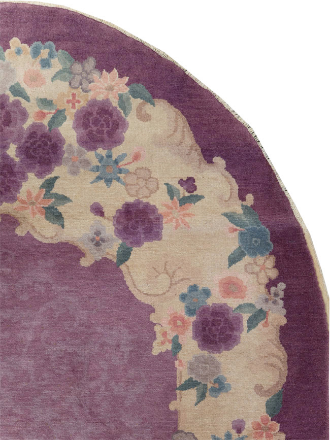 Round Oval Vintage Chinese Art Deco Accent Rug, No.30345 - Galerie Shabab