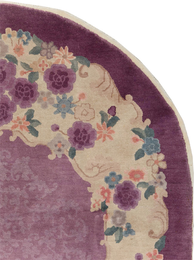 Round Oval Vintage Chinese Art Deco Accent Rug, No.30345 - Galerie Shabab