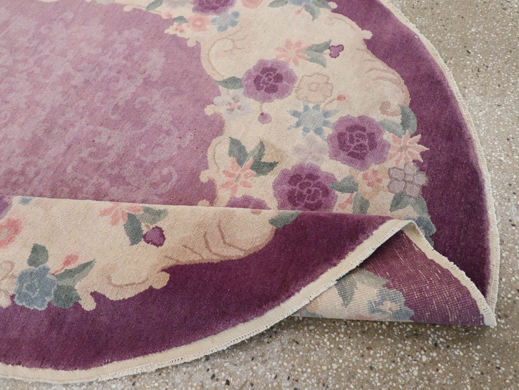 Round Oval Vintage Chinese Art Deco Accent Rug, No.30345 - Galerie Shabab