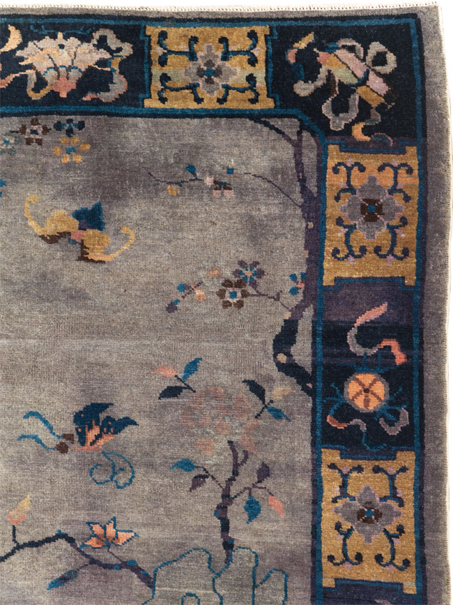Vintage Chinese Art Deco Accent Rug, No.30349 - Galerie Shabab