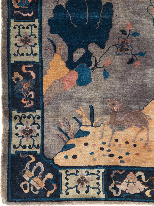 Vintage Chinese Art Deco Accent Rug, No.30349 - Galerie Shabab