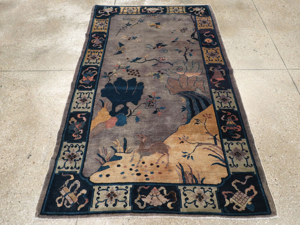 Vintage Chinese Art Deco Accent Rug, No.30349 - Galerie Shabab