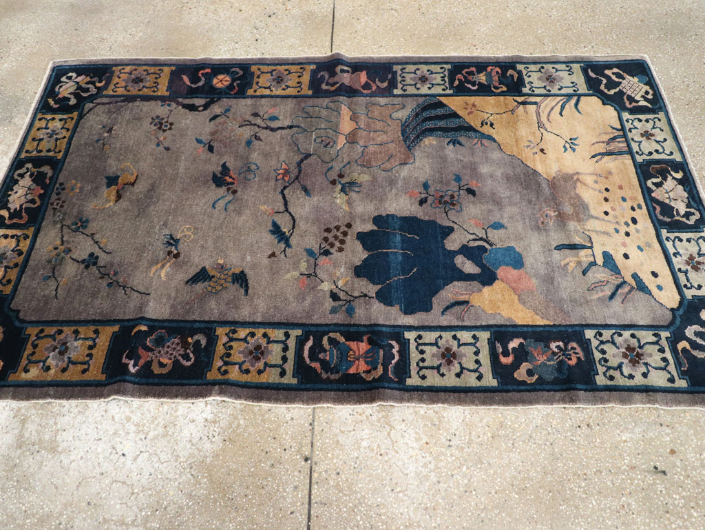 Vintage Chinese Art Deco Accent Rug, No.30349 - Galerie Shabab