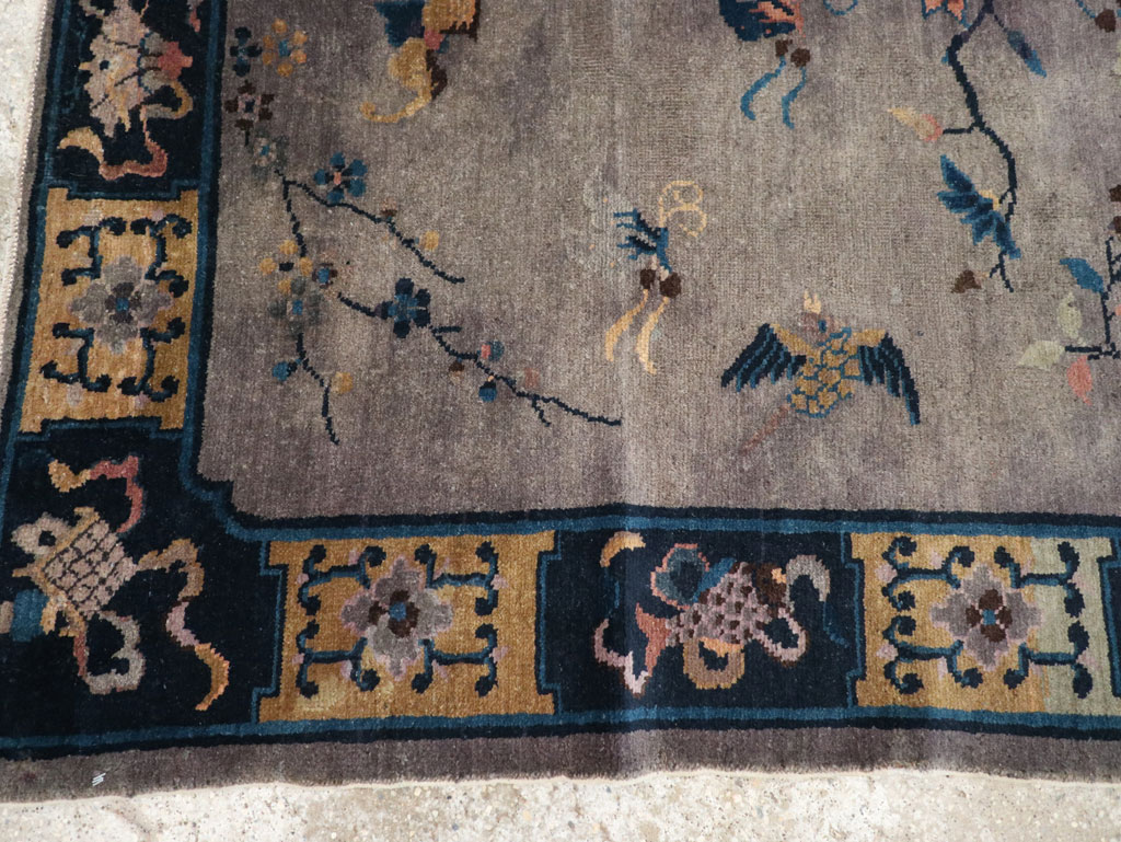 Vintage Chinese Art Deco Accent Rug, No.30349 - Galerie Shabab