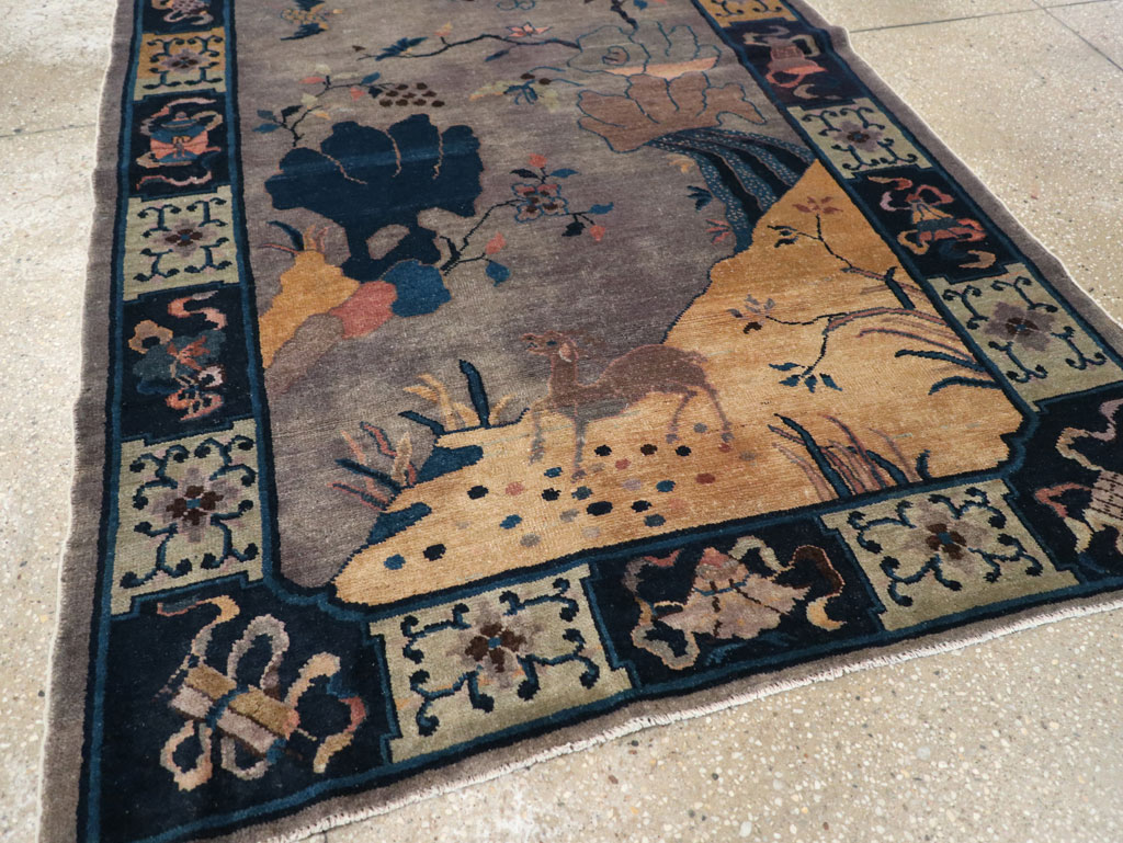 Vintage Chinese Art Deco Accent Rug, No.30349 - Galerie Shabab