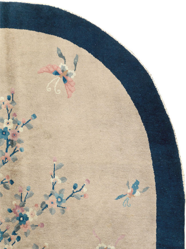 Vintage Chinese Art Deco Oval Accent Rug, No.30350 - Galerie Shabab