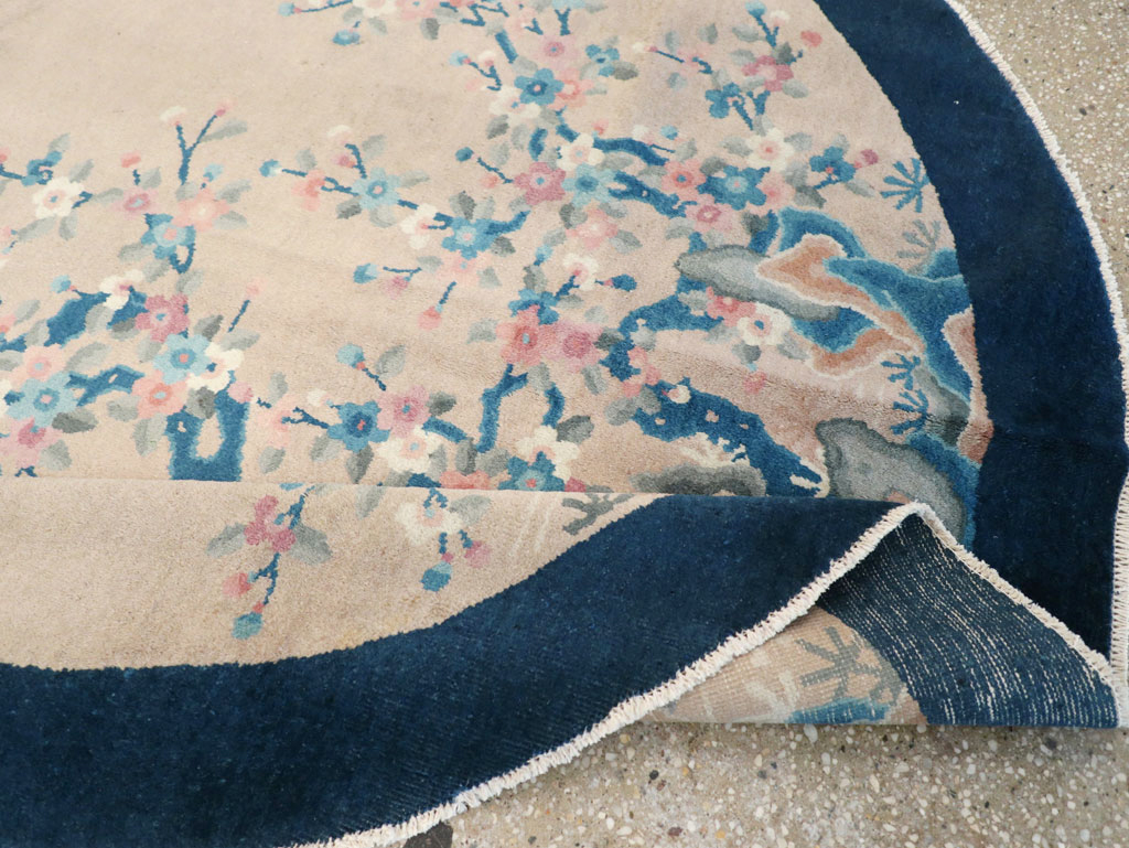 Vintage Chinese Art Deco Oval Accent Rug, No.30350 - Galerie Shabab