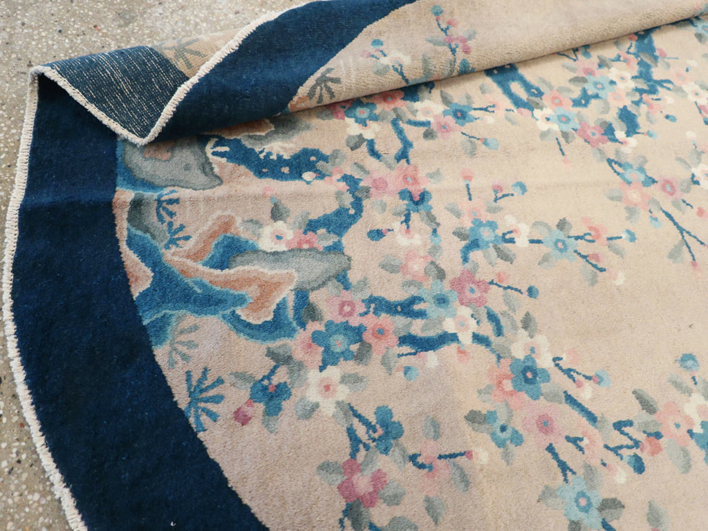 Vintage Chinese Art Deco Oval Accent Rug, No.30350 - Galerie Shabab