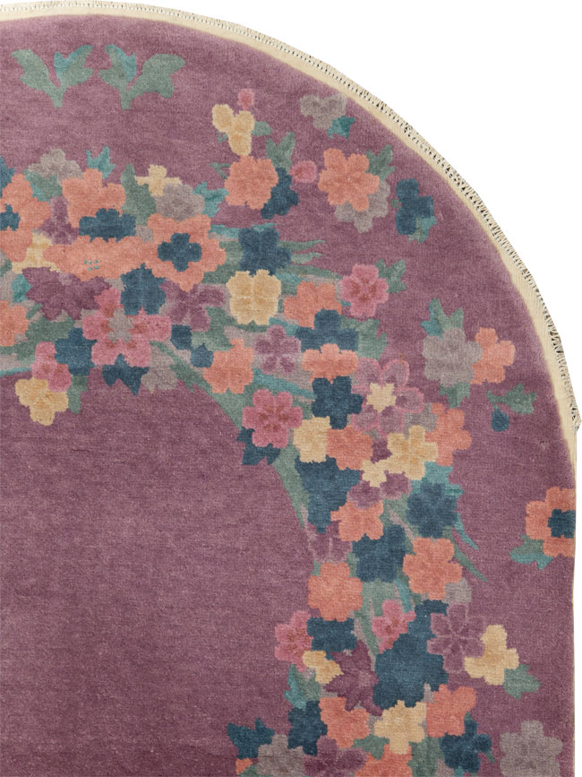 Round Oval Vintage Chinese Art Deco Accent Rug, No.30351 - Galerie Shabab