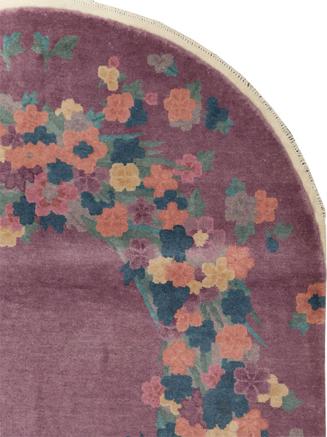 Round Oval Vintage Chinese Art Deco Accent Rug, No.30351 - Galerie Shabab