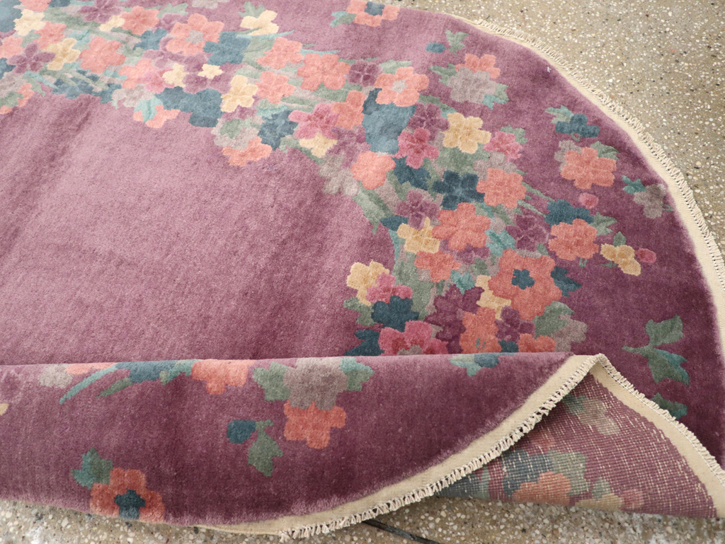 Round Oval Vintage Chinese Art Deco Accent Rug, No.30351 - Galerie Shabab