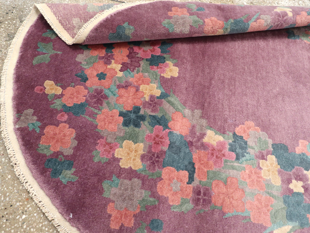 Round Oval Vintage Chinese Art Deco Accent Rug, No.30351 - Galerie Shabab