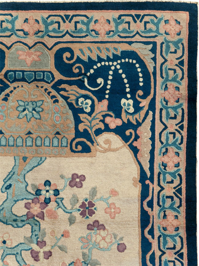 Vintage Chinese Art Deco Accent Rug, No.30362 - Galerie Shabab