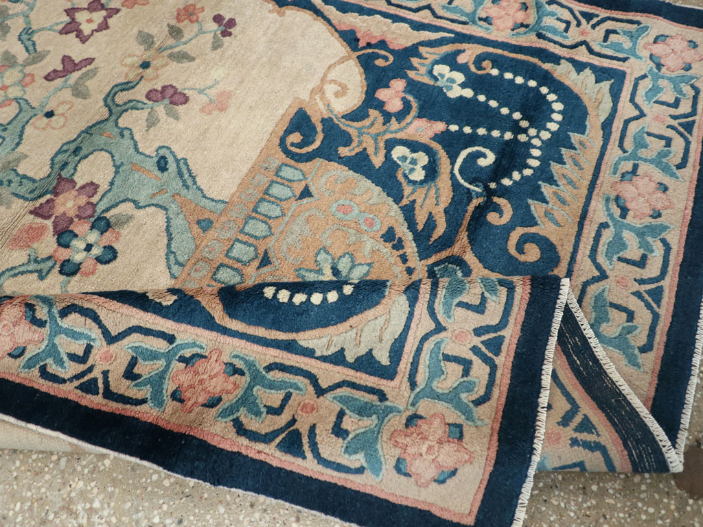 Vintage Chinese Art Deco Accent Rug, No.30362 - Galerie Shabab