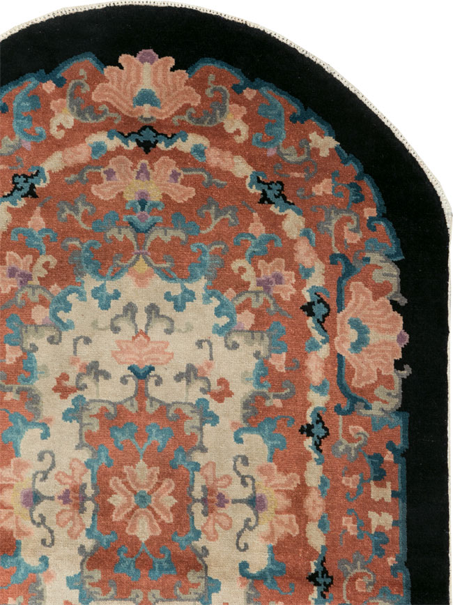 Round Oval Vintage Chinese Art Deco Accent Rug, No.30364 - Galerie Shabab