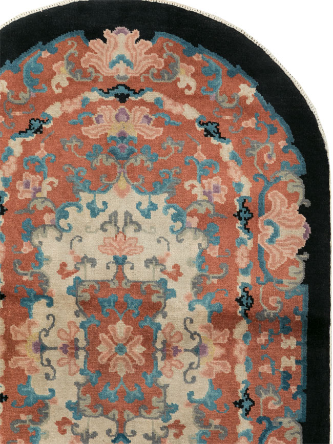 Round Oval Vintage Chinese Art Deco Accent Rug, No.30364 - Galerie Shabab