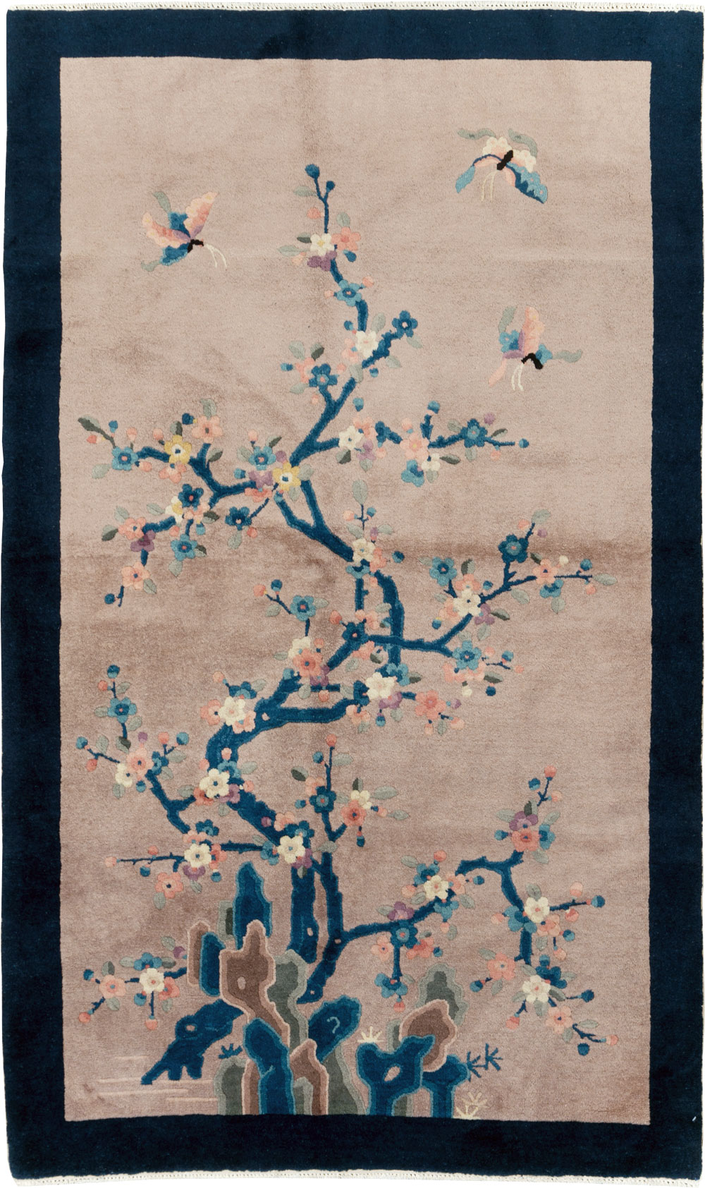Mid-20th Century Handmade Chinese Art Deco Accent Rug, No.30369 - Galerie Shabab