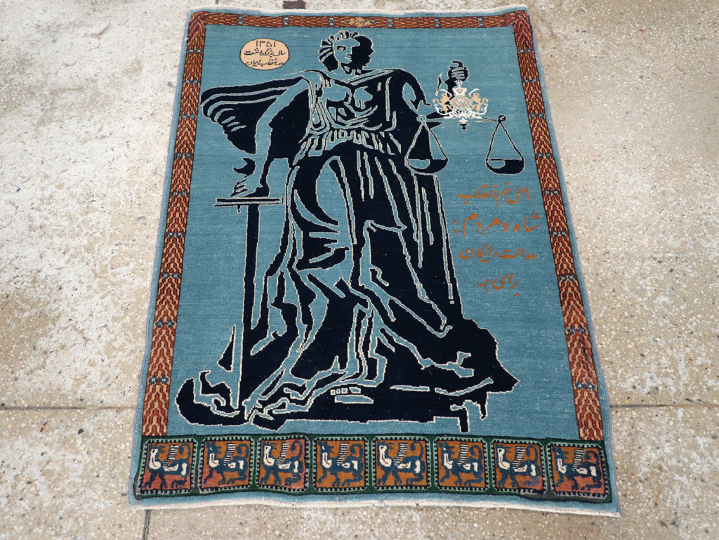Vintage Persian Pictorial Tabriz Rug (Pair: 1 of 2), No.30378 - Galerie Shabab