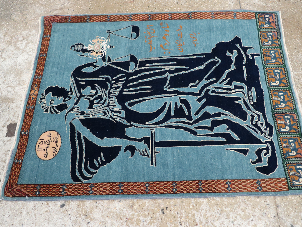 Vintage Persian Pictorial Tabriz Rug (Pair: 1 of 2), No.30378 - Galerie Shabab