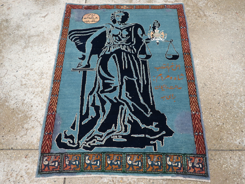 Vintage Persian Pictorial Tabriz Rug (Pair: 2 of 2), No.30379 - Galerie Shabab