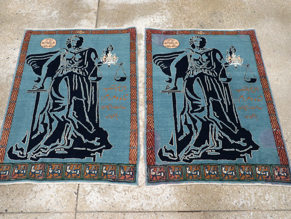 Vintage Persian Pictorial Tabriz Rug (Pair: 2 of 2), No.30379 - Galerie Shabab