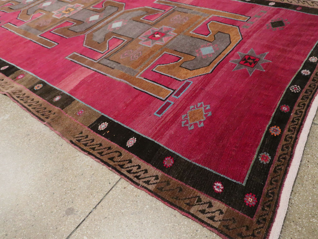 Vintage Turkish Anatolian Wide Gallery Runner, No.30388 - Galerie Shabab