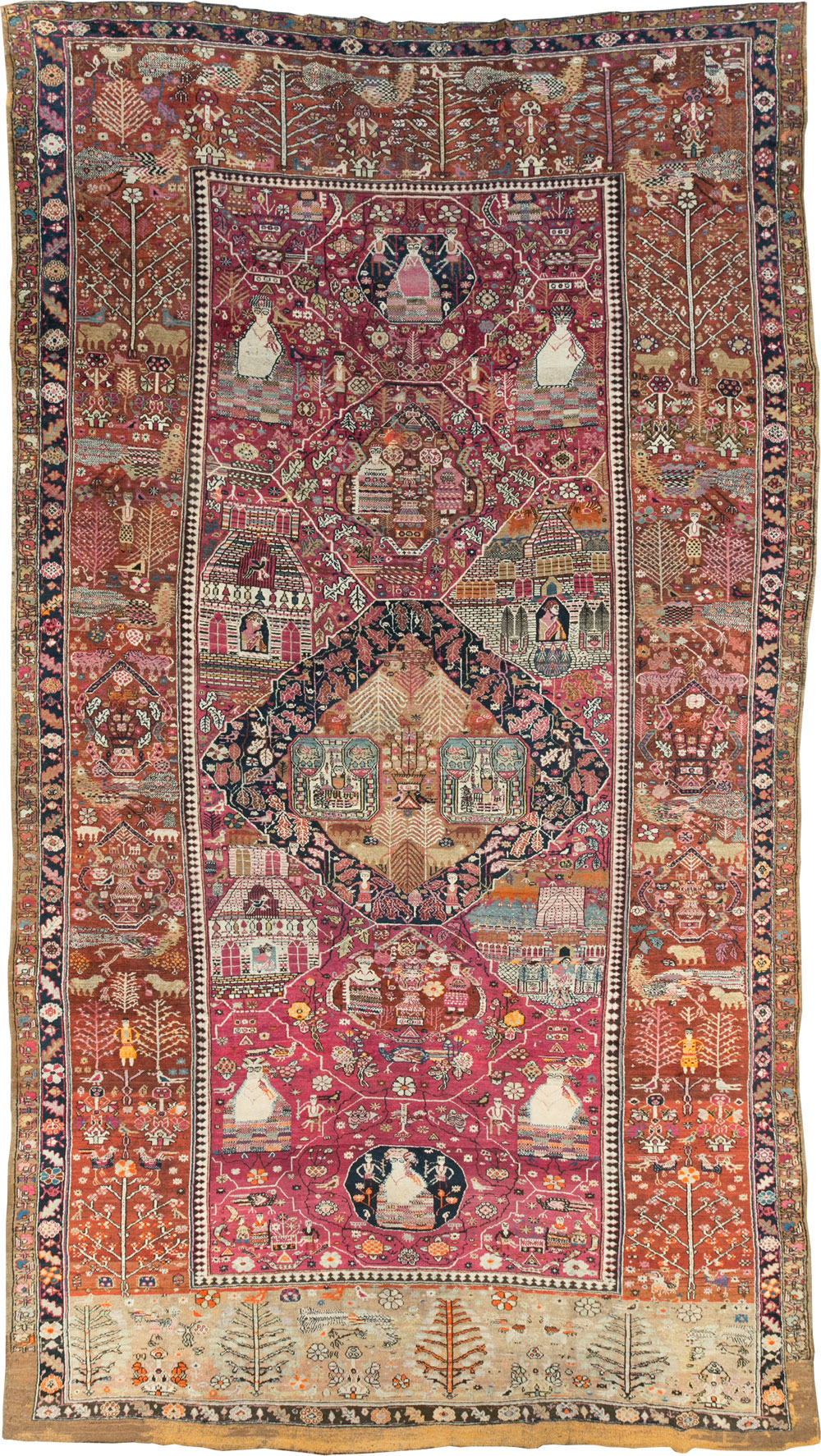 Antique Pictorial Kurdish Rug, No.30391 - Galerie Shabab