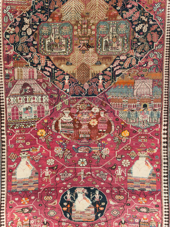 Antique Pictorial Kurdish Rug, No.30391 - Galerie Shabab
