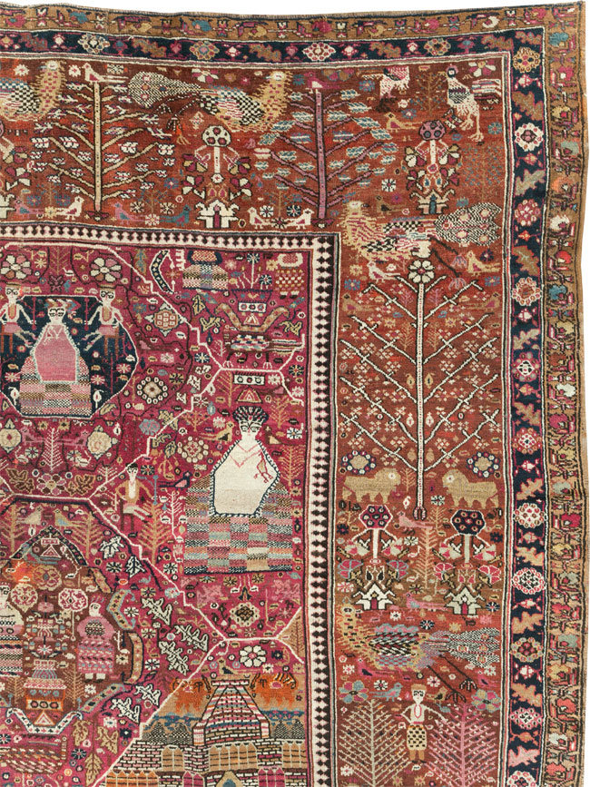 Antique Pictorial Kurdish Rug, No.30391 - Galerie Shabab